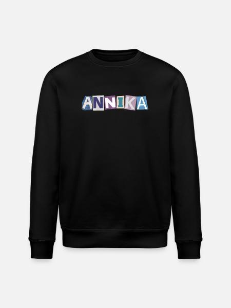 Annika Mädchenname Geschenk Herz Design - Stanley/Stella Unisex Bio-Sweatshirt ROLLER - Schwarz