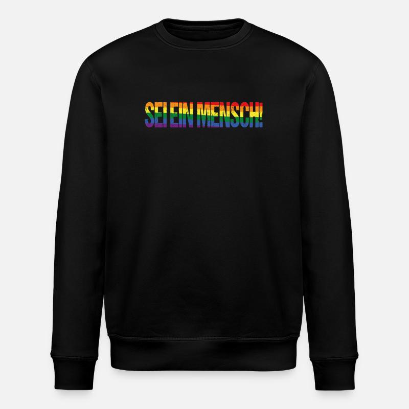 Sei ein Mensch! Pride Flag - Stanley/Stella Unisex Bio-Sweatshirt ROLLER - Schwarz
