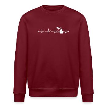Michigan State Heartbeat EKG USA Pride Mitten Art - Stanley/Stella ROLLER Unisex Organic Sweatshirt - burgundy - Front - Nik (191cm)