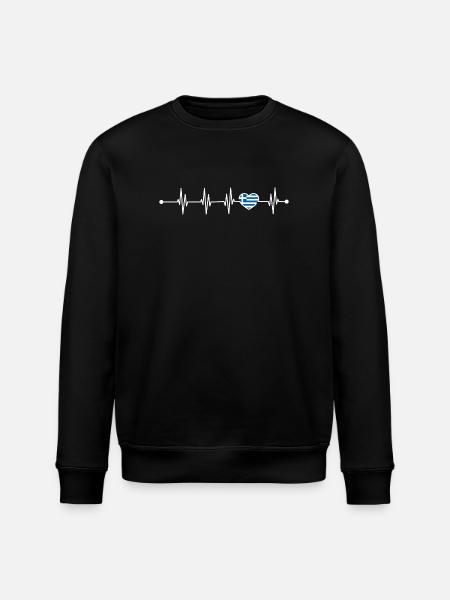 Heartbeat greece flag - Stanley/Stella ROLLER Unisex Organic Sweatshirt - black