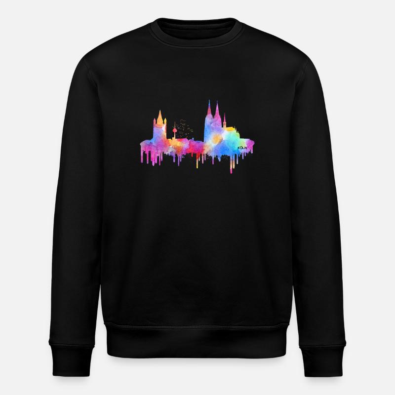 Skyline Köln - Bunt - Stanley/Stella Unisex Bio-Sweatshirt ROLLER - Schwarz