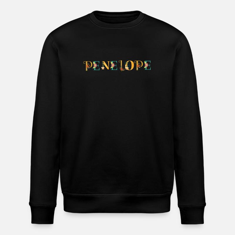 PENELOPE Namenskunst mit gestickten Blumen - Stanley/Stella Unisex Bio-Sweatshirt ROLLER - Schwarz