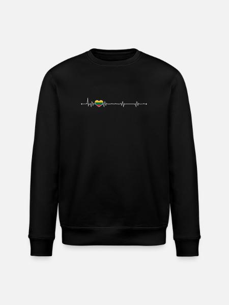 Rainbow Heartbeat Pride - Stanley/Stella ROLLER Unisex Organic Sweatshirt - black