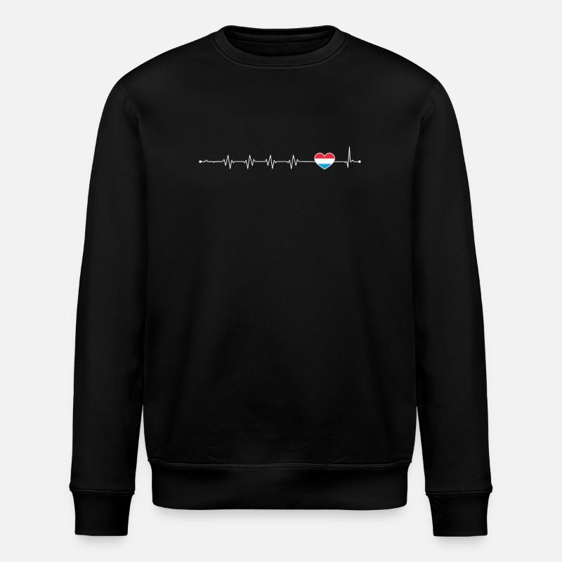 Blauer Akzent Herzschlag-Linie - Stanley/Stella Unisex Bio-Sweatshirt ROLLER - Schwarz