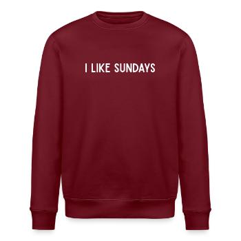 Ich mag die minimalistischen Weekend-Vibes am Sonntag - Stanley/Stella Unisex Bio-Sweatshirt ROLLER - Burgunderrot - Vorne - Nik (191cm)