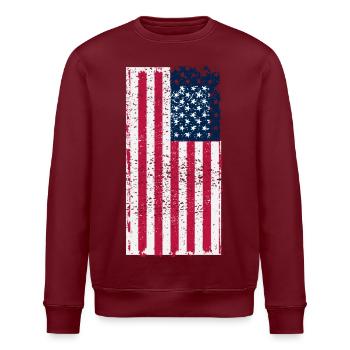 USA Flag - Stanley/Stella ROLLER Unisex Organic Sweatshirt - burgundy - Front - Nik (191cm)