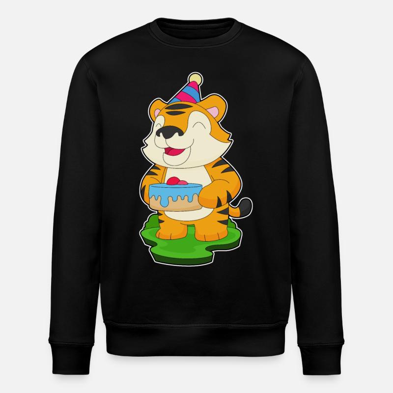 Tiger Birthday Cake - Stanley/Stella ROLLER Unisex Organic Sweatshirt - black