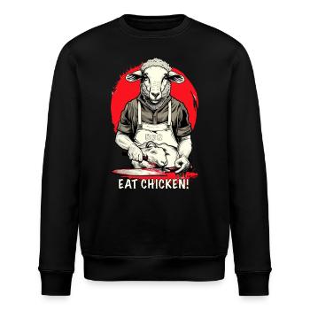 Schaf Eat Chicken BBQ Slaughterhouse - Stanley/Stella Unisex Bio-Sweatshirt ROLLER - Schwarz - Vorne - Nik (191cm)