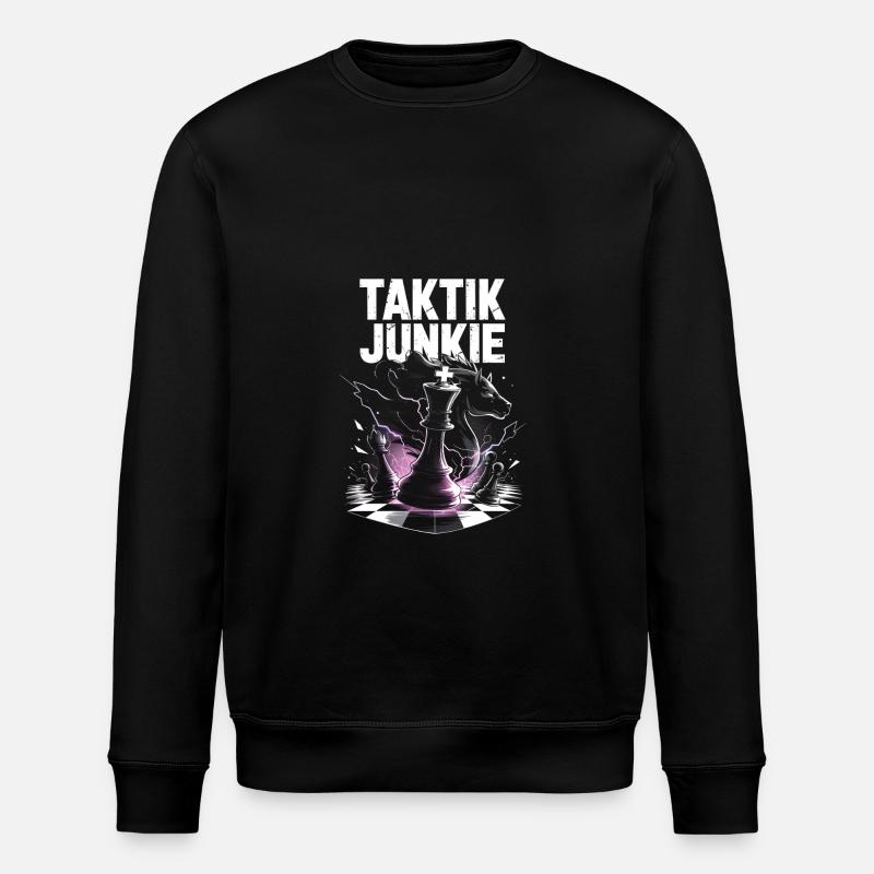 Tactics Junkie Chess Design - Stanley/Stella ROLLER Unisex Organic Sweatshirt - black
