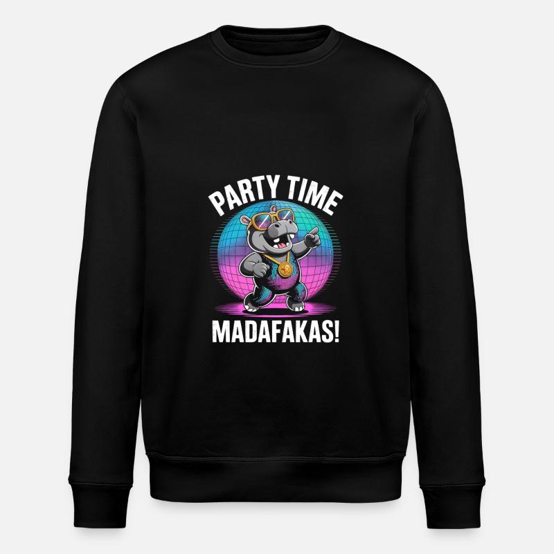 Hippopotame fête Time Madafakas - Sweat bio ROLLER Stanley/Stella Unisexe - noir