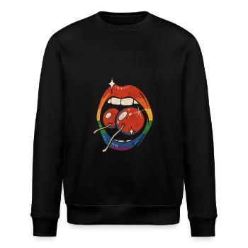 LGBTQ Mund mit Kirschen - Stanley/Stella Unisex Bio-Sweatshirt ROLLER - Schwarz - Vorne - Nik (191cm)