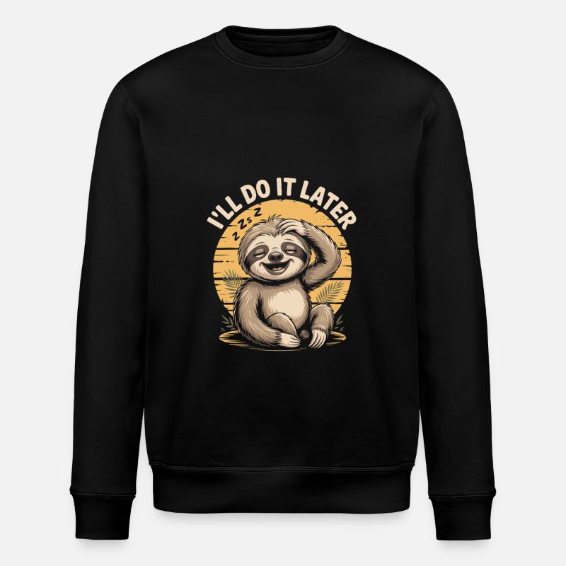 Funny Sloth - Stanley/Stella ROLLER Unisex Organic Sweatshirt - black