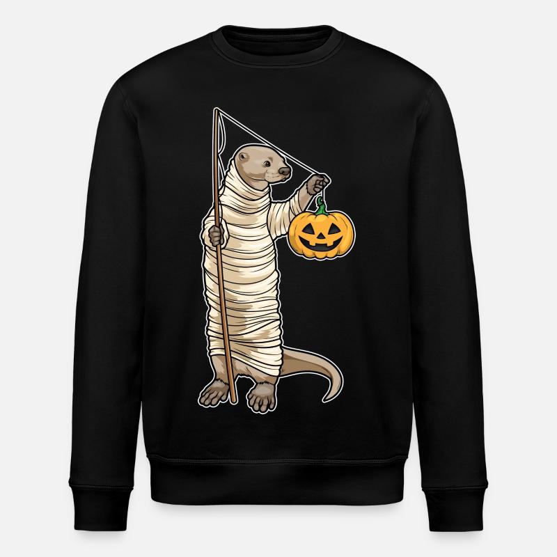 Otter Halloween Fishing - Stanley/Stella ROLLER Unisex Organic Sweatshirt - black