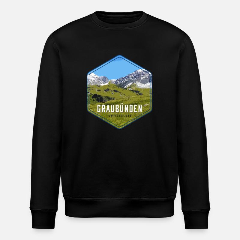 Graubünden Alpenpanorama - Stanley/Stella Unisex Bio-Sweatshirt ROLLER - Schwarz