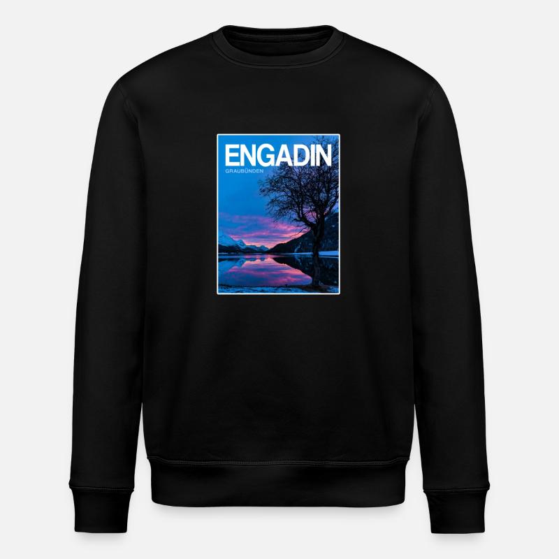 Engadin Seenlandschaft Abendlicht - Stanley/Stella Unisex Bio-Sweatshirt ROLLER - Schwarz