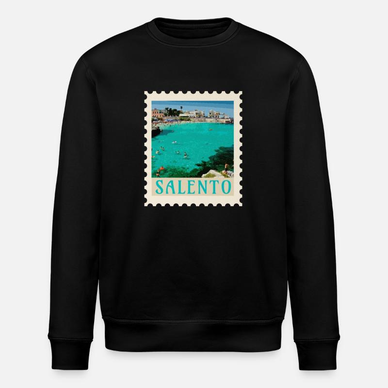 Salento Turquoise Beach Retro Poster - Stanley/Stella ROLLER Unisex Organic Sweatshirt - black