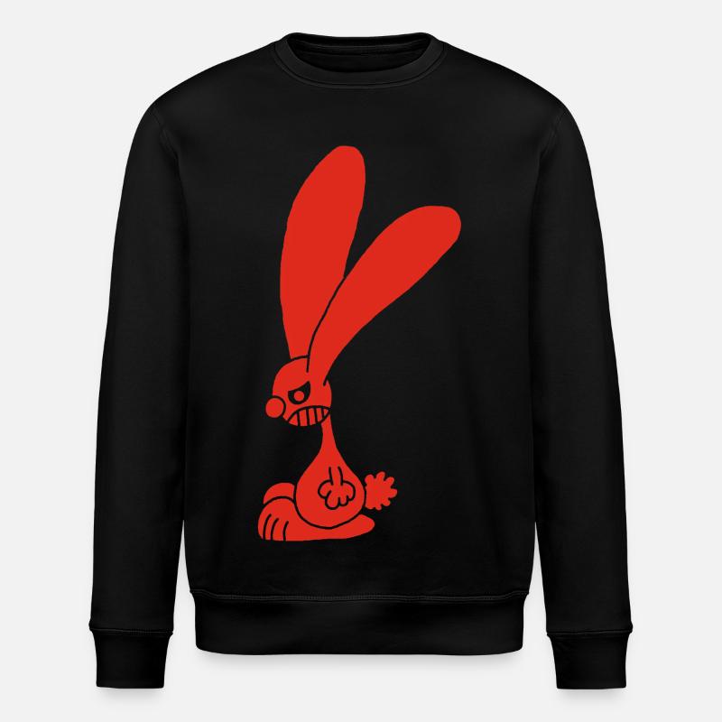 Grumpy red rabbit - Stanley/Stella ROLLER Unisex Organic Sweatshirt - black