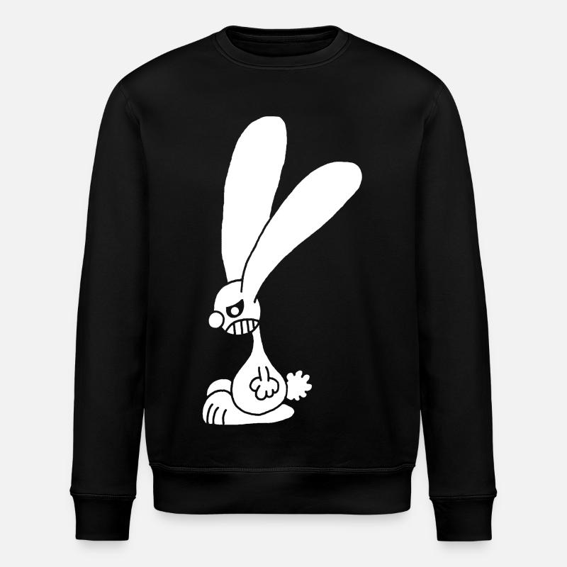 Grumpy white rabbit - Stanley/Stella ROLLER Unisex Organic Sweatshirt - black