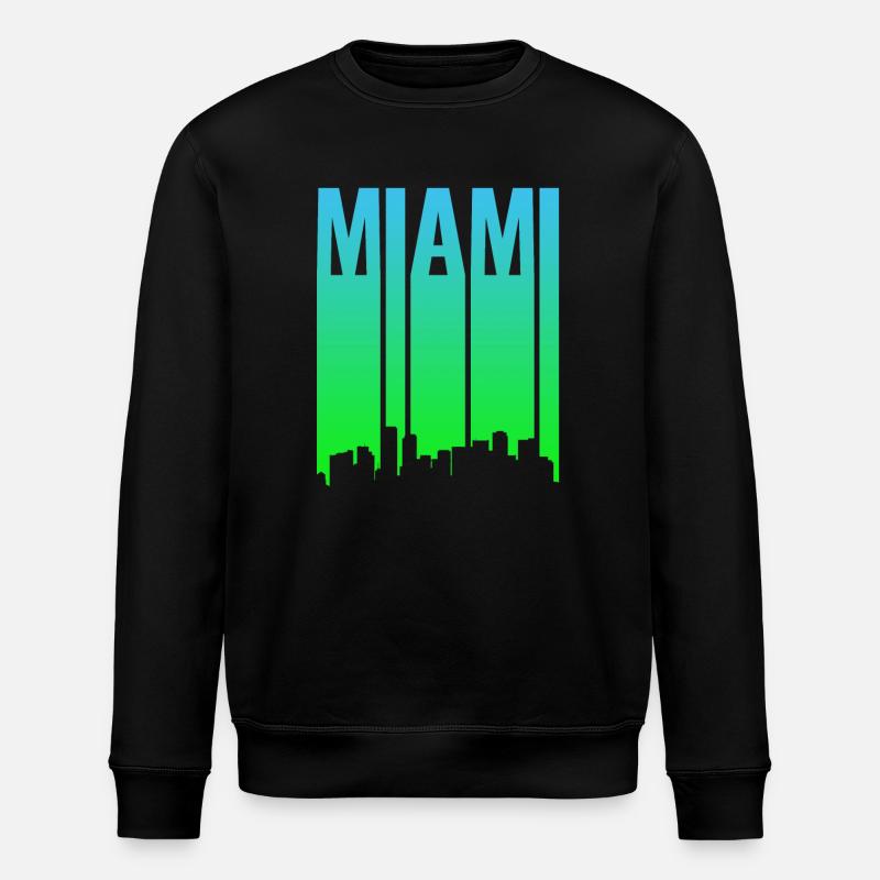 Miami Skyline Farbverlauf - Stanley/Stella Unisex Bio-Sweatshirt ROLLER - Schwarz