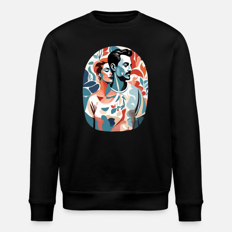Abstrakte Kunst Mann und Frau - Stanley/Stella Unisex Bio-Sweatshirt ROLLER - Schwarz