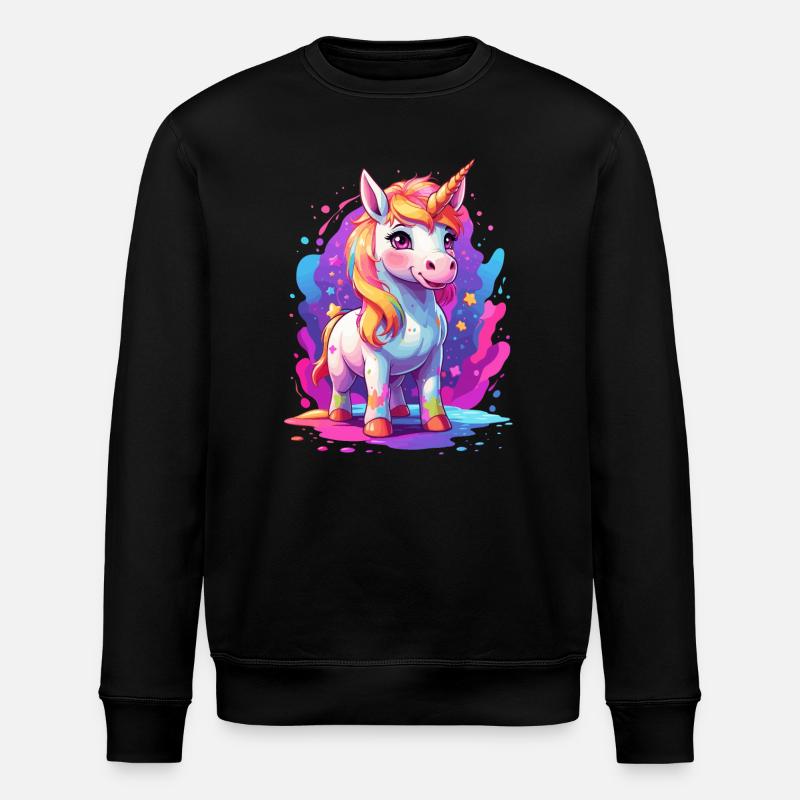 Süßes Einhorn - Stanley/Stella Unisex Bio-Sweatshirt ROLLER - Schwarz