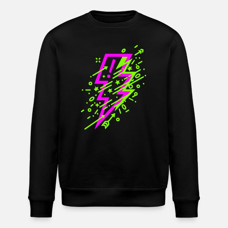 Lebendige kosmische Blitze in Neon - Stanley/Stella Unisex Bio-Sweatshirt ROLLER - Schwarz