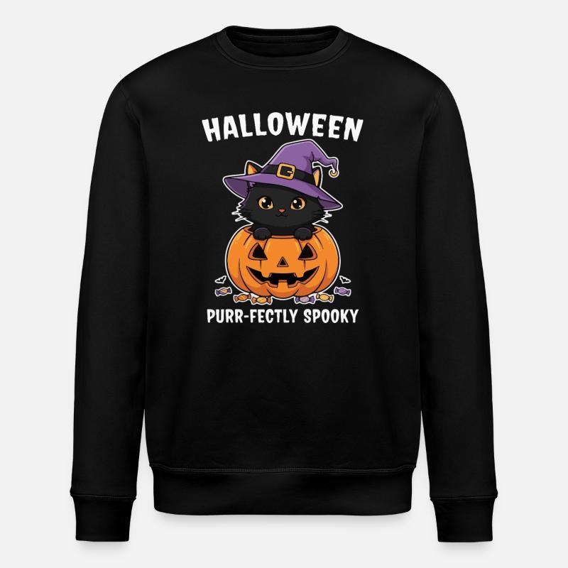 Chaton d’Halloween et Jack-O-Lantern - Sweat bio ROLLER Stanley/Stella Unisexe - noir