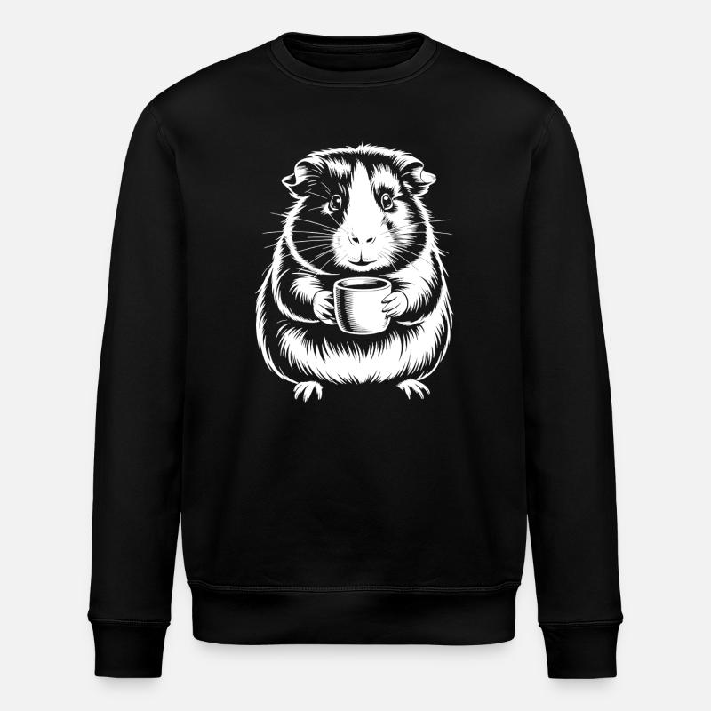 Kaffeetrinkender Meerschweinchen Silhouette - Stanley/Stella Unisex Bio-Sweatshirt ROLLER - Schwarz