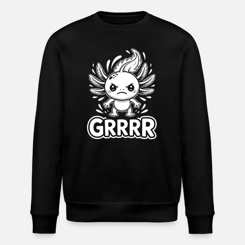 Grump Axolotl - Stanley/Stella Unisex Bio-Sweatshirt ROLLER - Schwarz