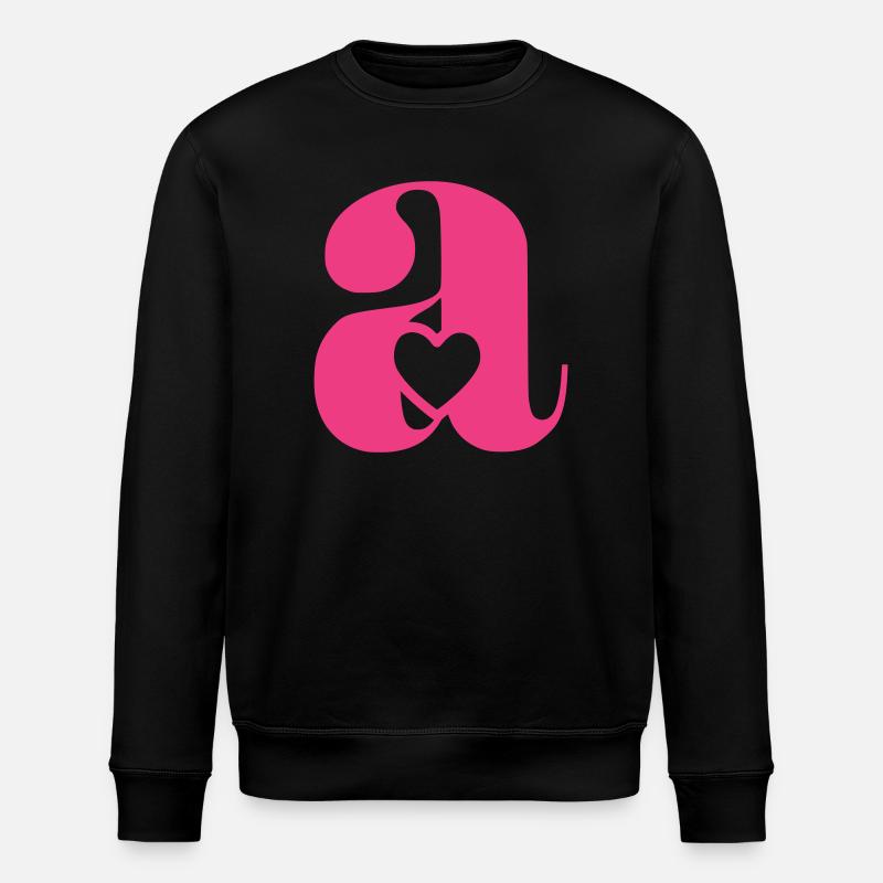 Buchstabe A Anfangsbuchstabe mit Herz - Stanley/Stella Unisex Bio-Sweatshirt ROLLER - Schwarz
