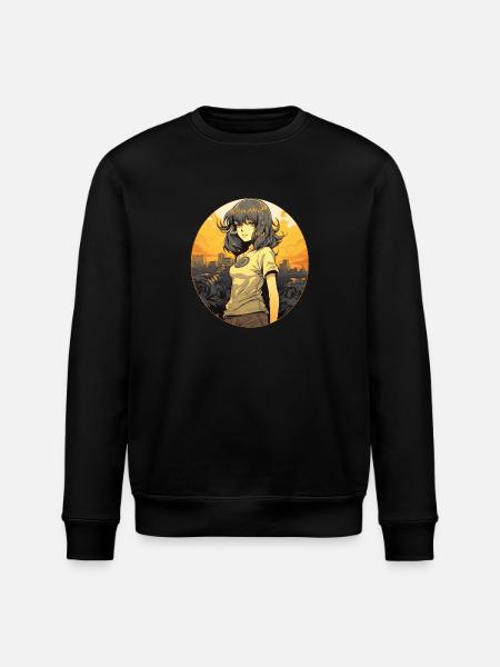Anime Girl10 - Stanley/Stella ROLLER Unisex Organic Sweatshirt - black