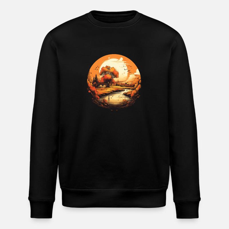 Herbstliche Landschaft - Stanley/Stella Unisex Bio-Sweatshirt ROLLER - Schwarz