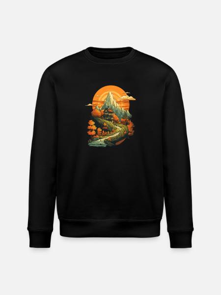Herbstliche Landschaft - Stanley/Stella Unisex Bio-Sweatshirt ROLLER - Schwarz
