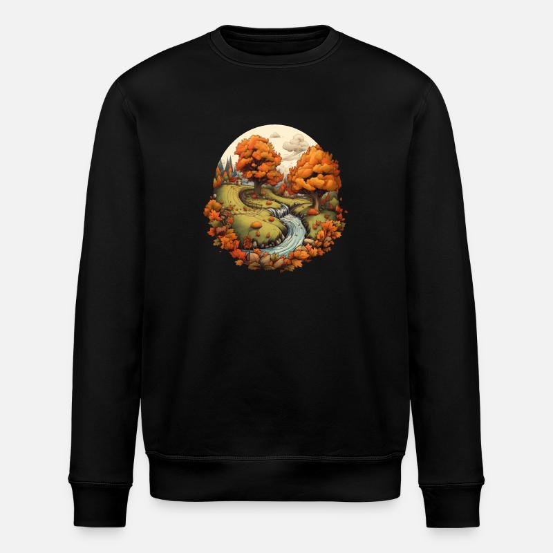 Herbstliche Landschaft - Stanley/Stella Unisex Bio-Sweatshirt ROLLER - Schwarz