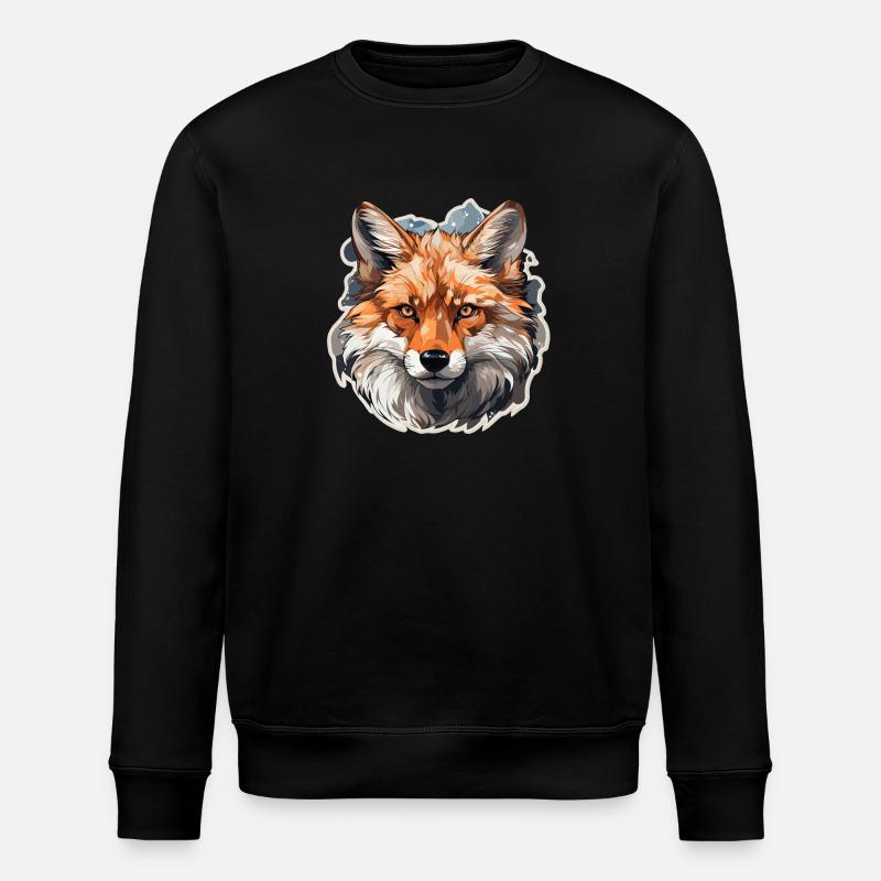 Fox - illustration - Stanley/Stella ROLLER Unisex Organic Sweatshirt - black