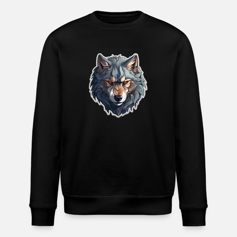 Loup - Illustration - Sweat bio ROLLER Stanley/Stella Unisexe - noir