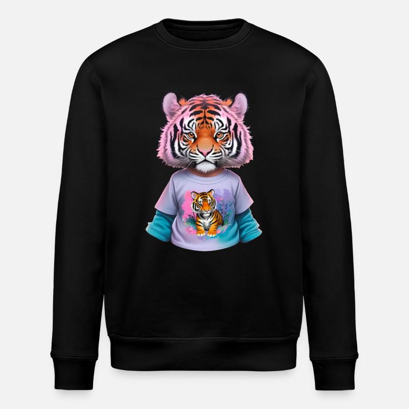 Tiger kid with tiger shirt - Stanley/Stella ROLLER Unisex Organic Sweatshirt - black