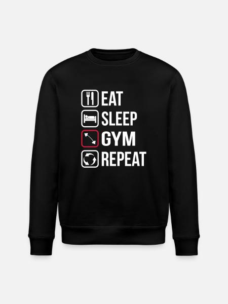 Eat Sleep Gym Repeat - Stanley/Stella ROLLER Unisex Organic Sweatshirt - black