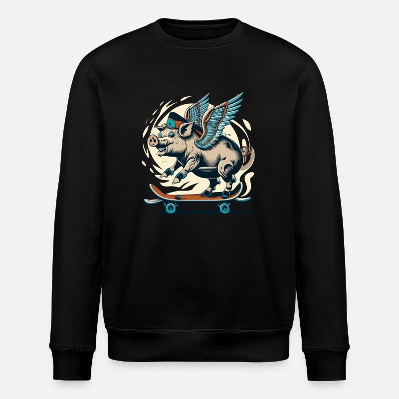 Cochon sur le pont - Sweat bio ROLLER Stanley/Stella Unisexe - noir