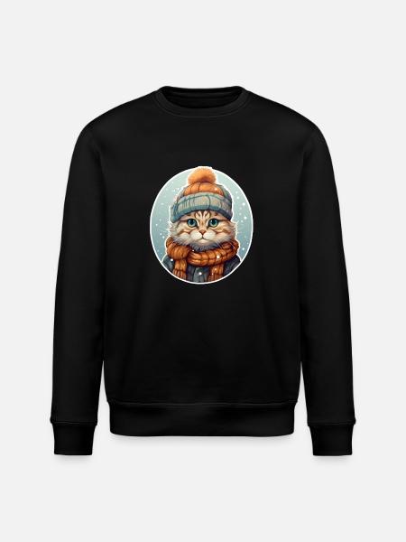 Cat in winter - Stanley/Stella ROLLER Unisex Organic Sweatshirt - black