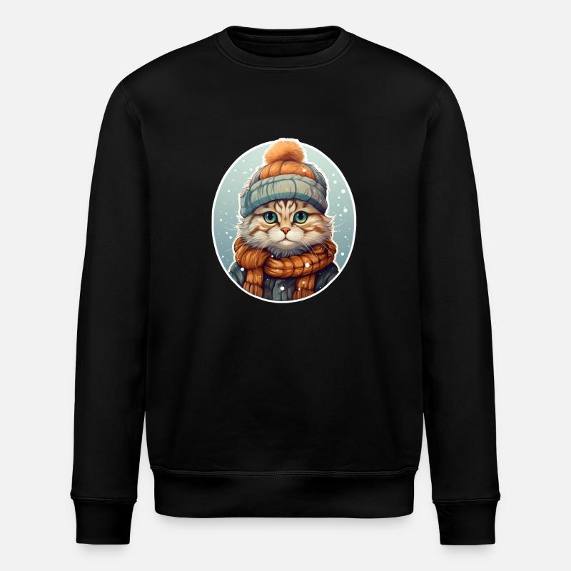 Cat in winter - Stanley/Stella ROLLER Unisex Organic Sweatshirt - black