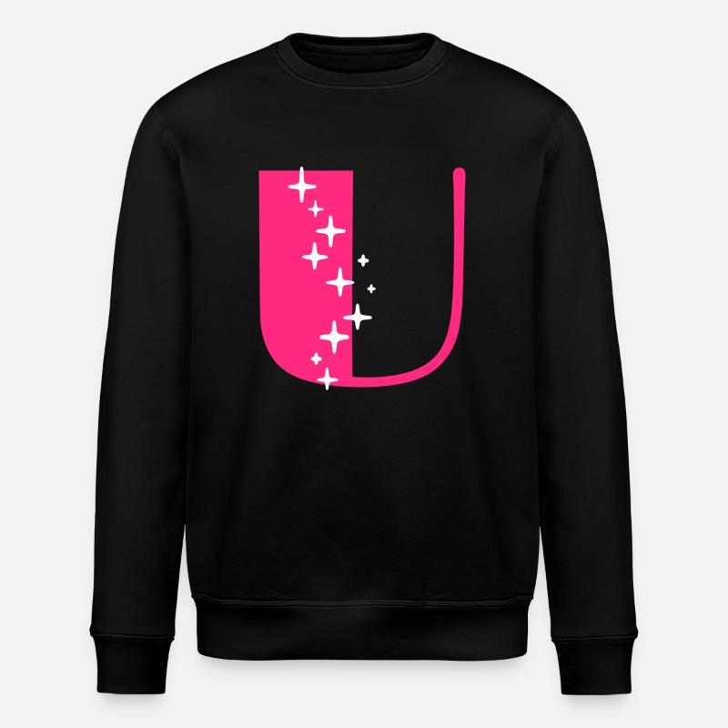Letter U Glitter - Stanley/Stella ROLLER Unisex Organic Sweatshirt - black