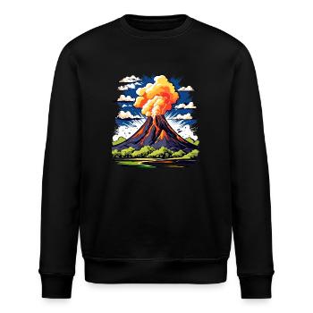 active volcano with ash cloud and lava flows - Stanley/Stella ROLLER Unisex Organic Sweatshirt - black - Front - Nik (191cm)