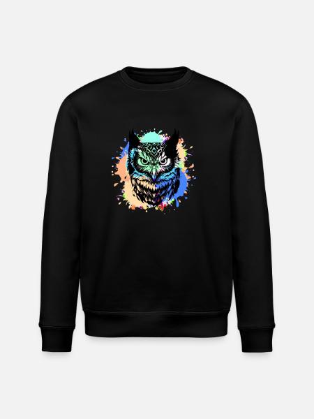 eule,graffiti,malerei,bunt, Aquarell - Stanley/Stella Unisex Bio-Sweatshirt ROLLER - Schwarz