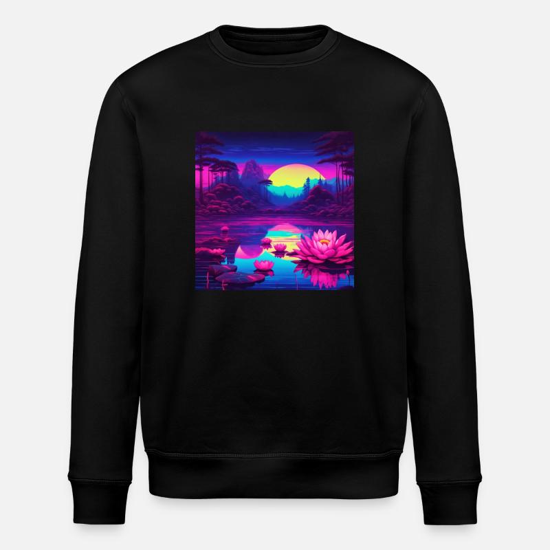 Seerosen auf dem See - Stanley/Stella Unisex Bio-Sweatshirt ROLLER - Schwarz