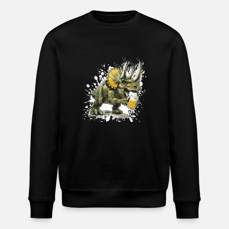 Dinosaur triceratops beer - Stanley/Stella ROLLER Unisex Organic Sweatshirt - black