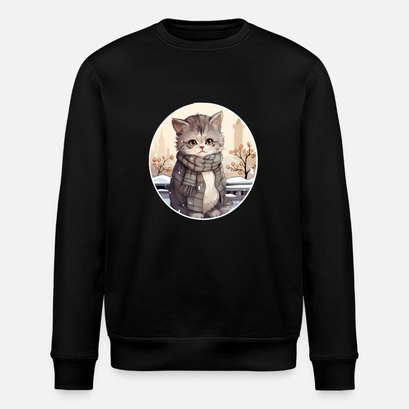 Stadtkatze im Schnee - Stanley/Stella Unisex Bio-Sweatshirt ROLLER - Schwarz