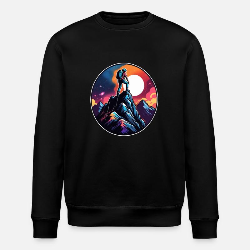 Climbing - Moon - Space - Stanley/Stella ROLLER Unisex Organic Sweatshirt - black