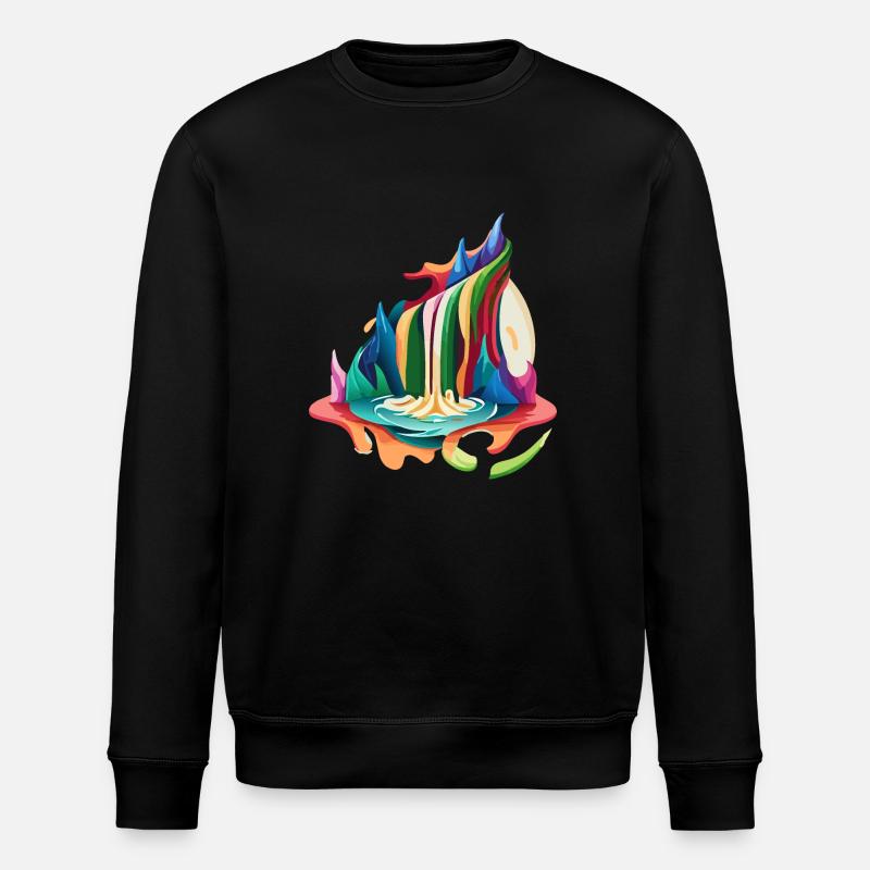 Rainbow Waterfall - Stanley/Stella ROLLER Unisex Organic Sweatshirt - black