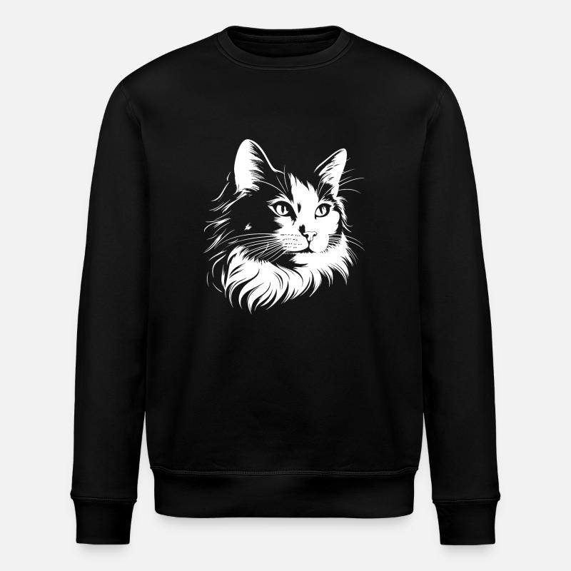 Katze, katzenmotiv, süße, geschenk, geschenkideen - Stanley/Stella Unisex Bio-Sweatshirt ROLLER - Schwarz
